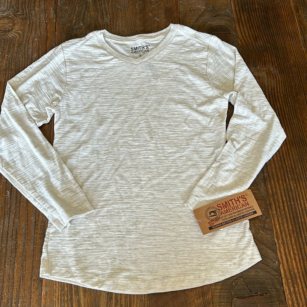 Smith’s American Light Heather Grey Boys Size 8 Shirt NWT